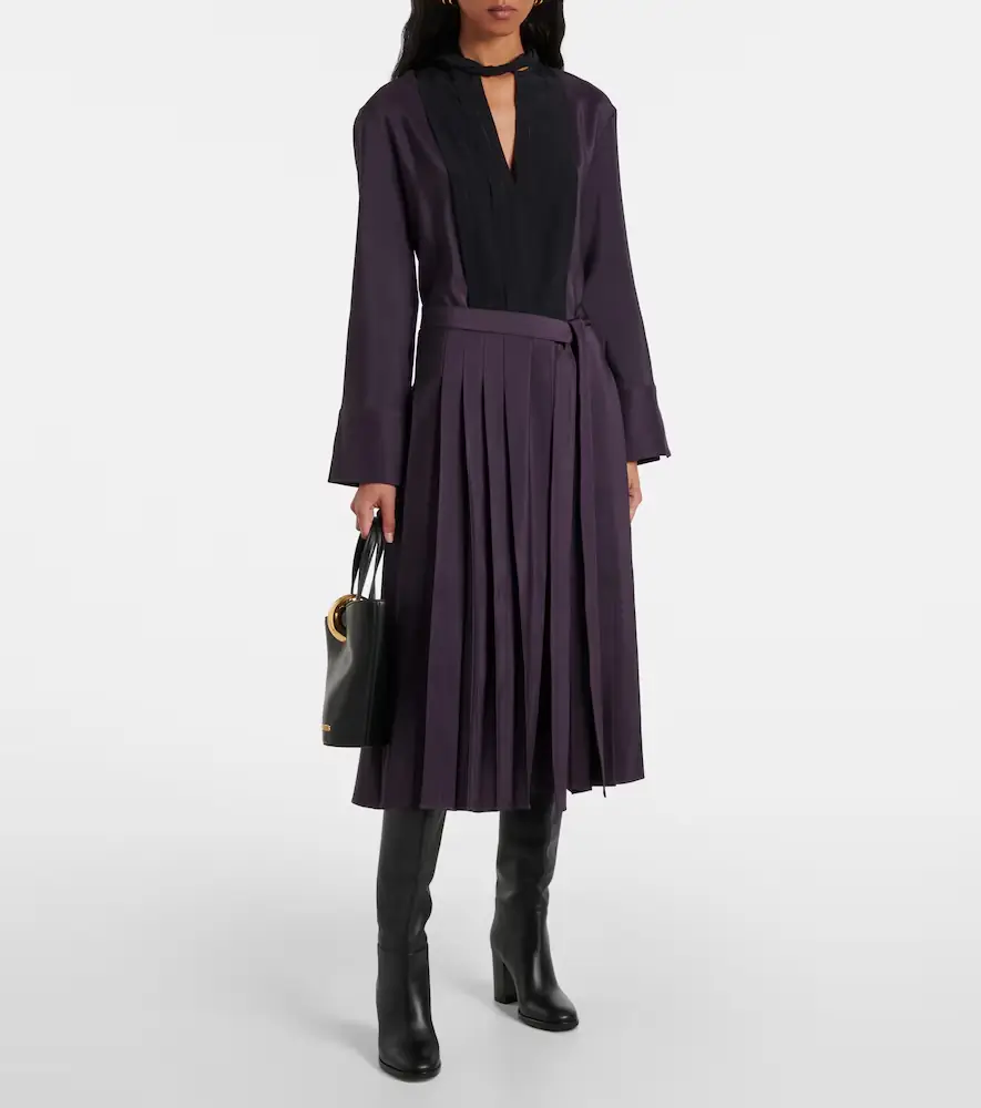 Joseph Pleated wool and silk midi dress | Thumbnail 4