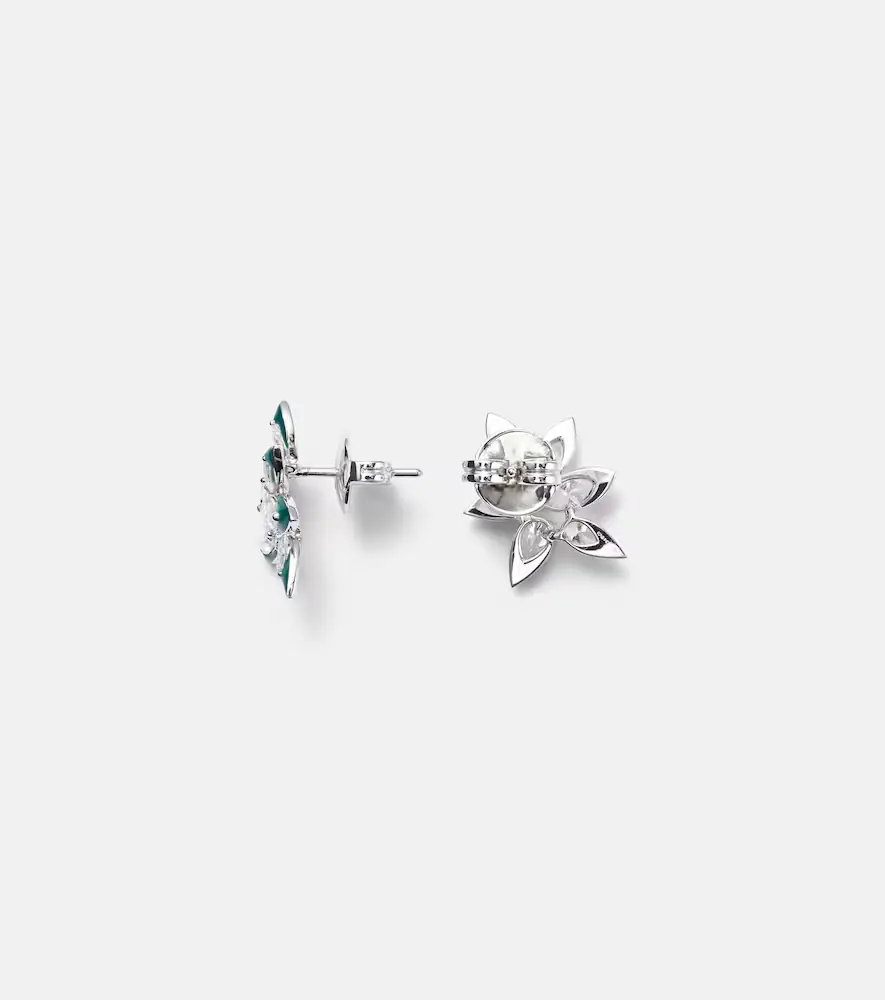 Kamyen 18kt white gold and enamel earrings with diamonds | Thumbnail 2