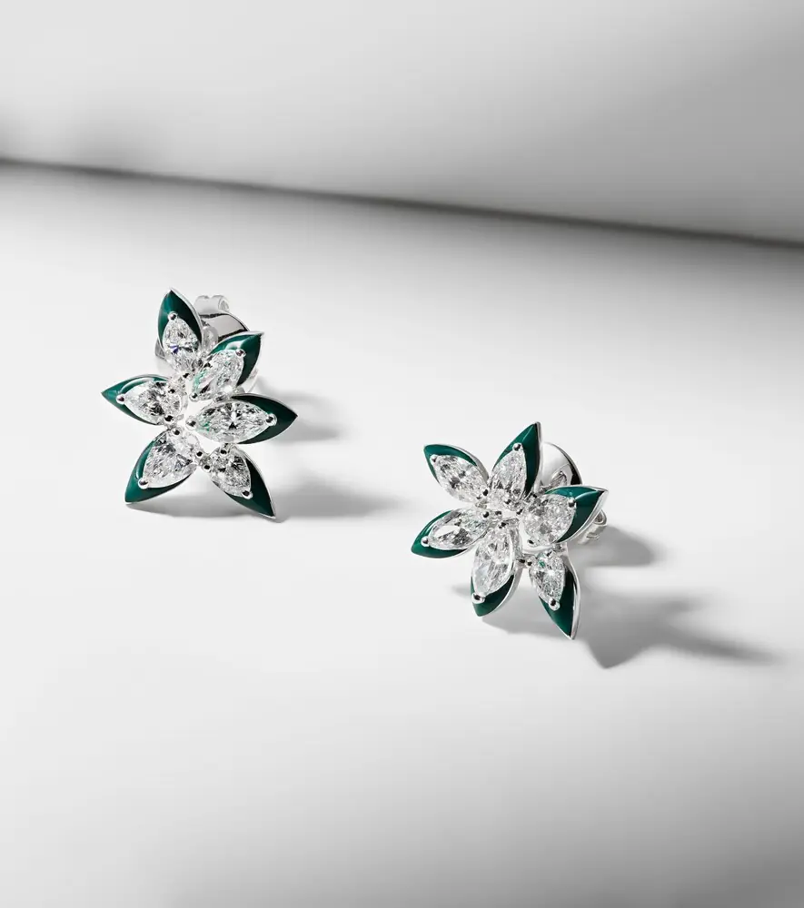 Kamyen 18kt white gold and enamel earrings with diamonds | Thumbnail 4