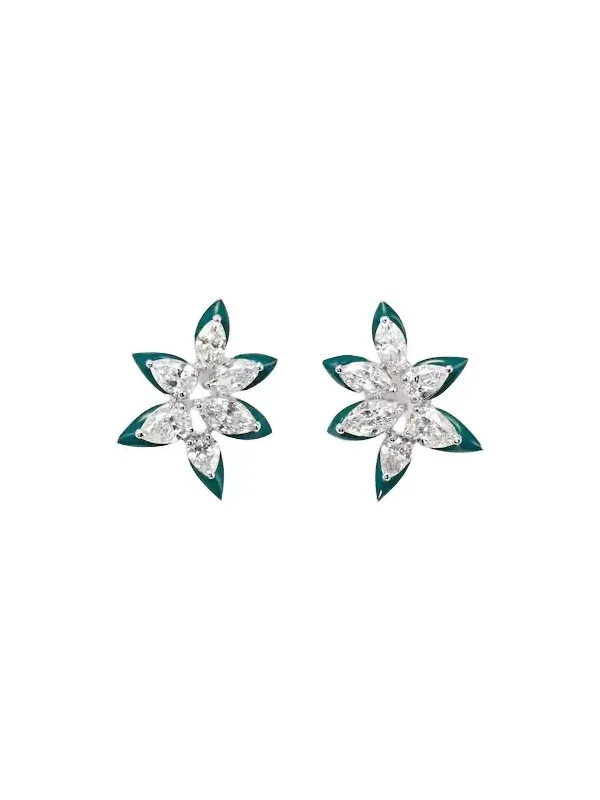 18kt white gold and enamel earrings with diamonds 18kt white gold and enamel earrings with diamonds