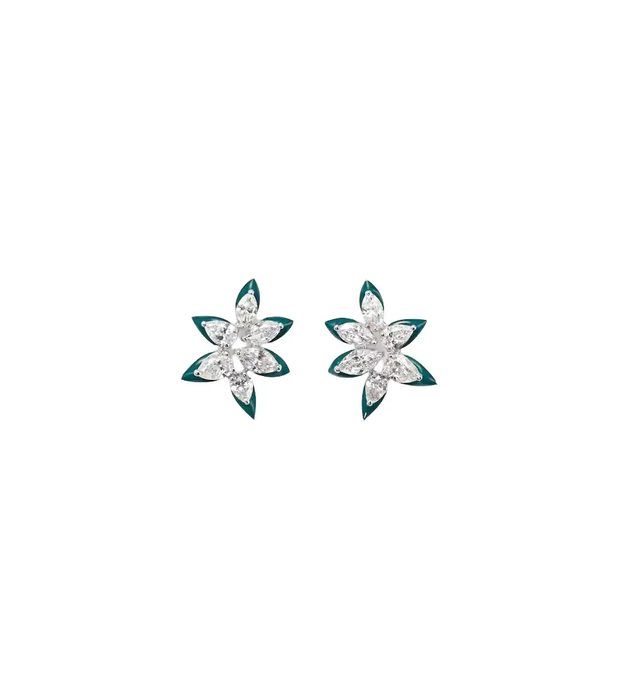 Kamyen 18kt white gold and enamel earrings with diamonds | Image 1 Kamyen 18kt white gold and enamel earrings with diamonds | Image 1