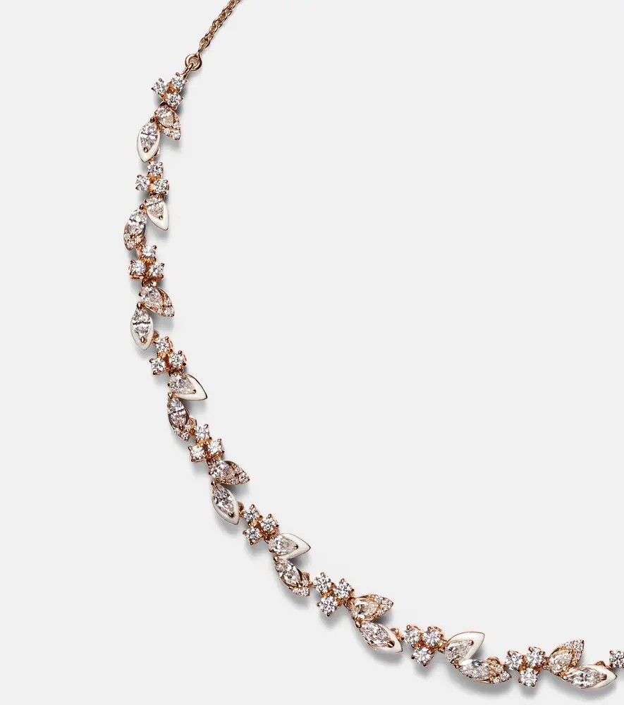 Kamyen Leaf 18kt rose gold and enamel choker with diamonds | Thumbnail 5