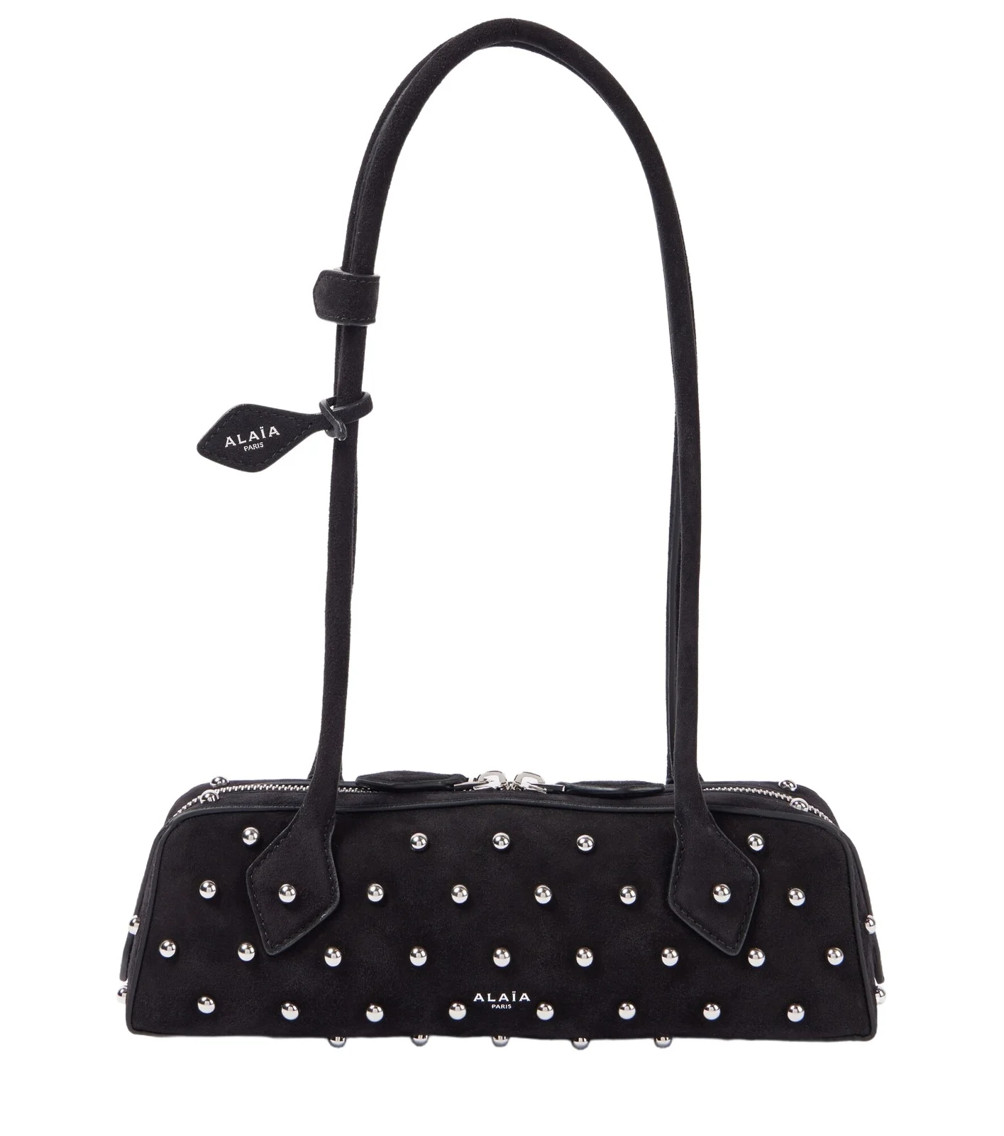 Le Teckel Small studded suede shoulder bag