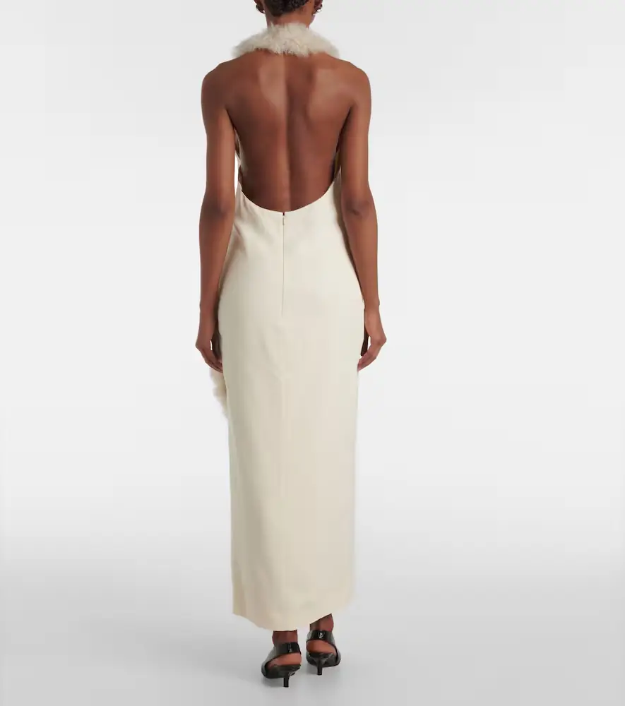 Toteme Shearling-trimmed cady midi dress | Thumbnail 5