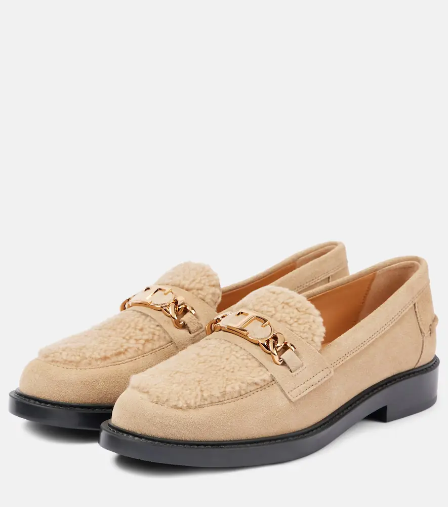 Tod's Shearling-trimmed suede loafers | Thumbnail 4
