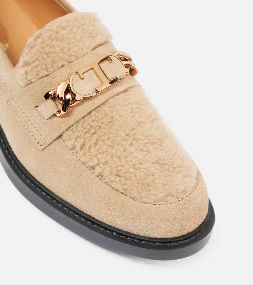 Tod's Shearling-trimmed suede loafers | Thumbnail 5
