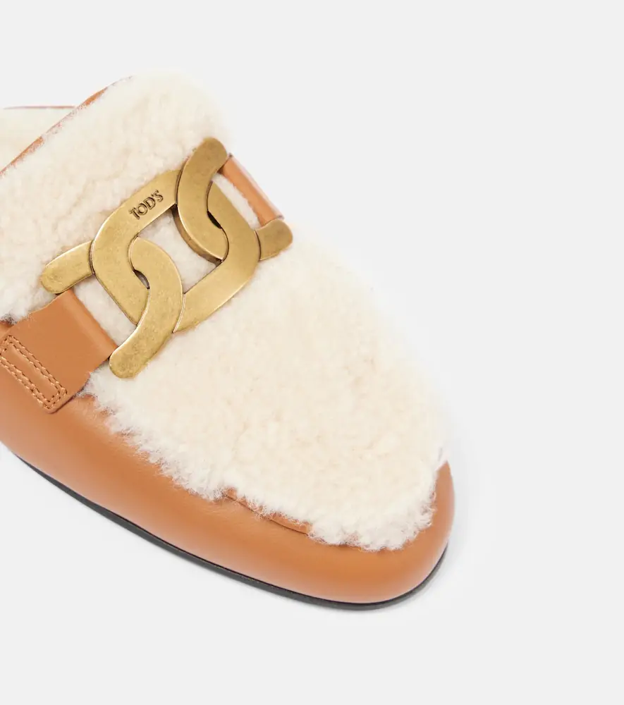 Tod's Catena shearling and leather mules | Thumbnail 4