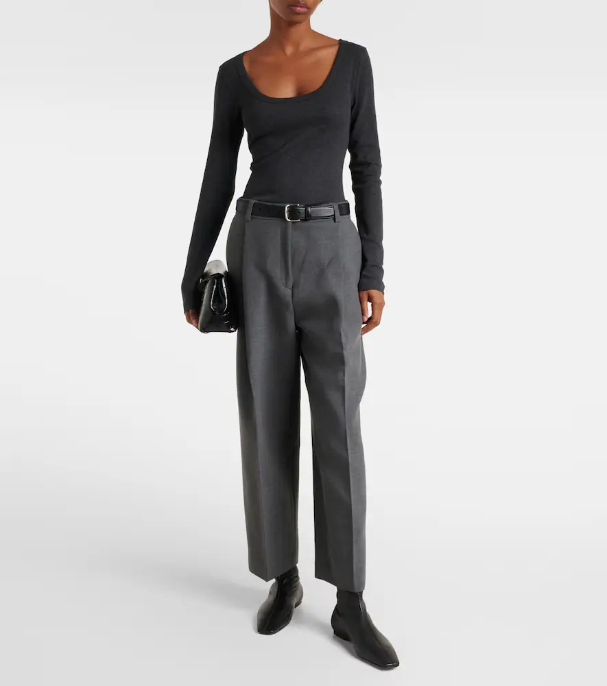 TOTEME Ribbed-knit cotton-blend jersey top | Thumbnail 3