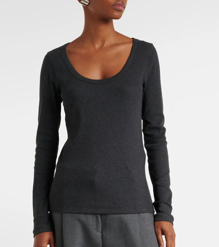 TOTEME Ribbed-knit cotton-blend jersey top | Thumbnail 5