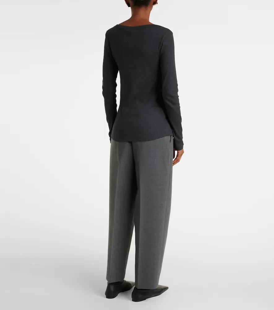 TOTEME Ribbed-knit cotton-blend jersey top | Thumbnail 6