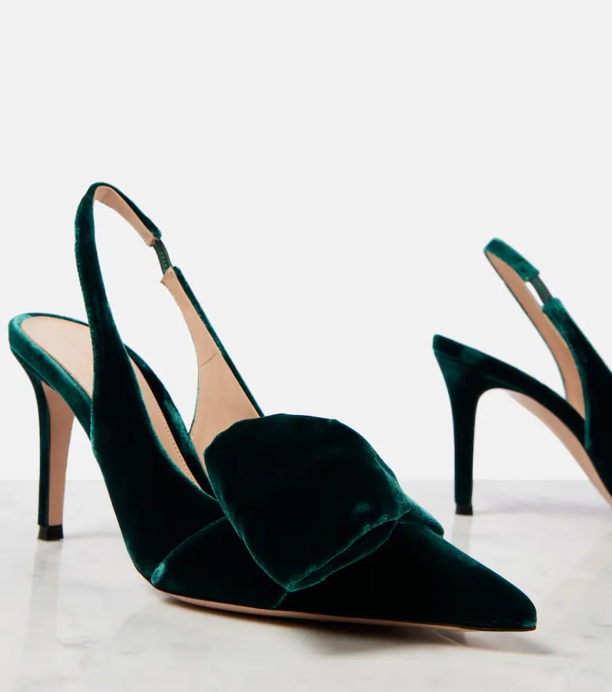 Gianvito Rossi 85 bow-detail velvet slingback pumps | Thumbnail 3