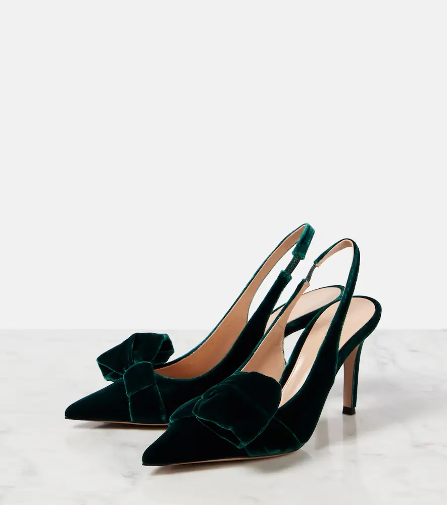 Gianvito Rossi 85 bow-detail velvet slingback pumps | Thumbnail 4