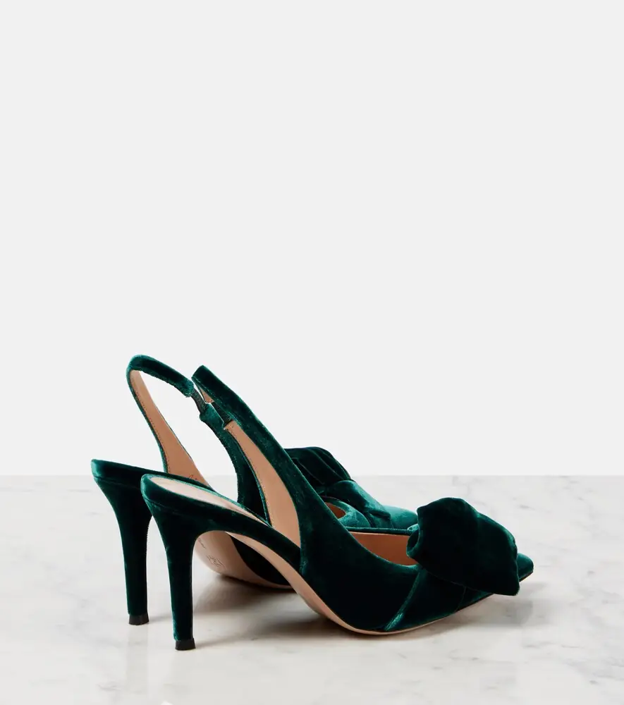 Gianvito Rossi 85 bow-detail velvet slingback pumps | Thumbnail 5