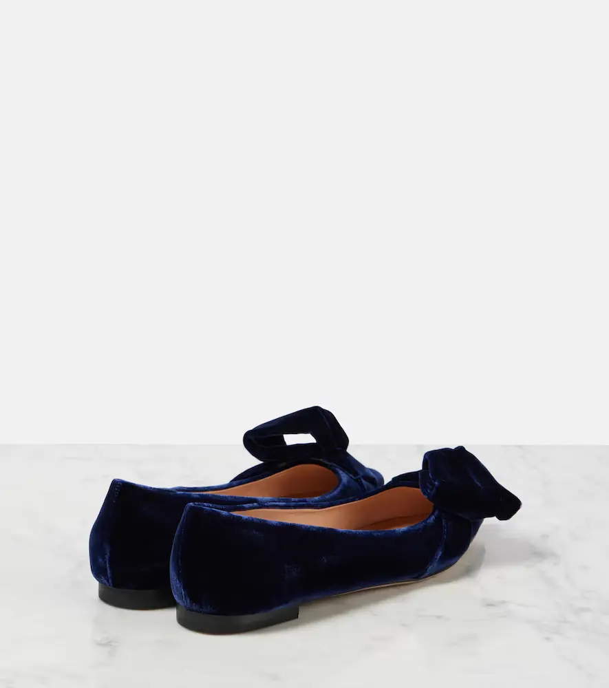 Gianvito Rossi Bow-detail velvet ballet flats | Thumbnail 4