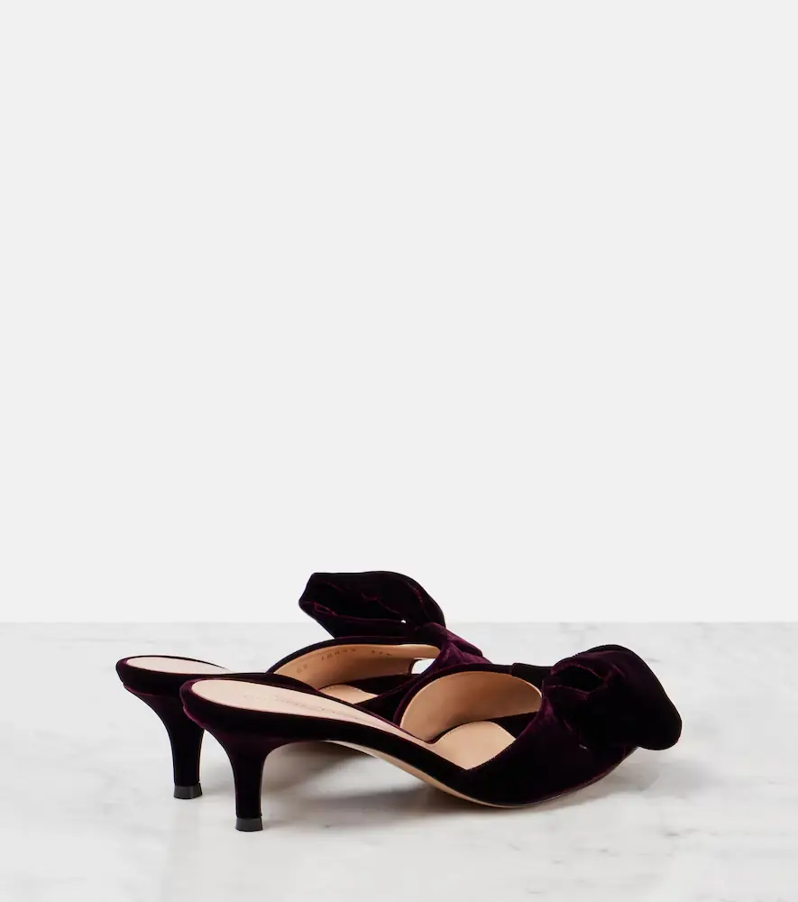 Gianvito Rossi 55 bow-detail velvet mules | Thumbnail 2