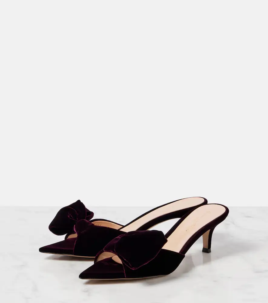 Gianvito Rossi 55 bow-detail velvet mules | Thumbnail 3