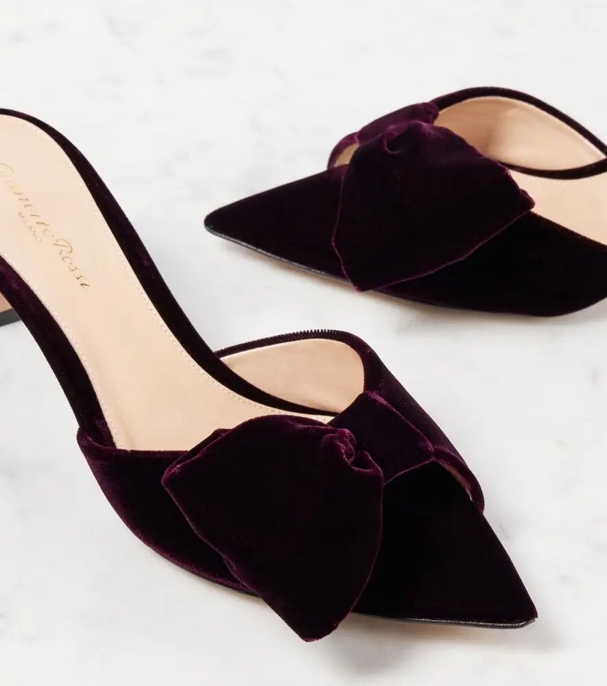 Gianvito Rossi 55 bow-detail velvet mules | Thumbnail 4