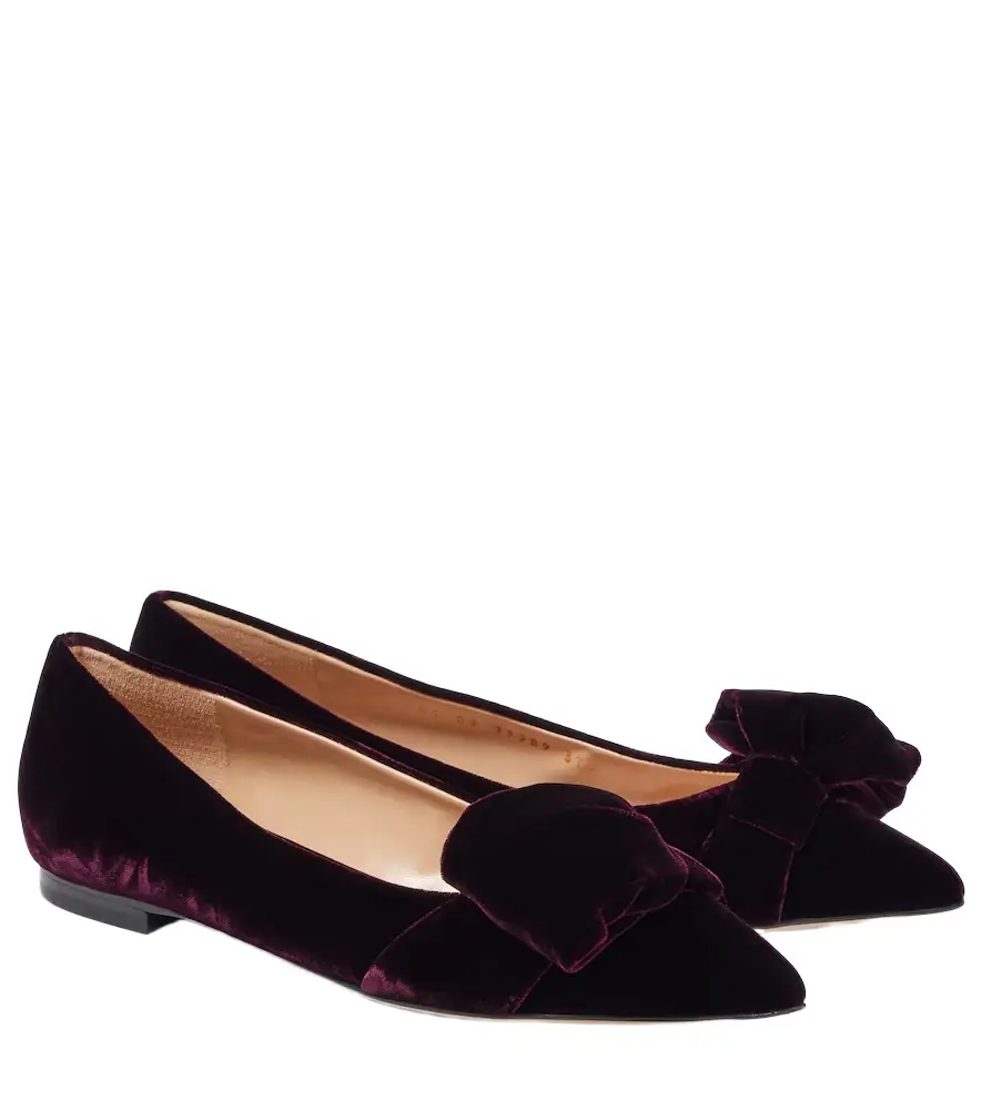 Gianvito Rossi Bow-detail velvet ballet flats | Image 1 Gianvito Rossi Bow-detail velvet ballet flats | Image 1