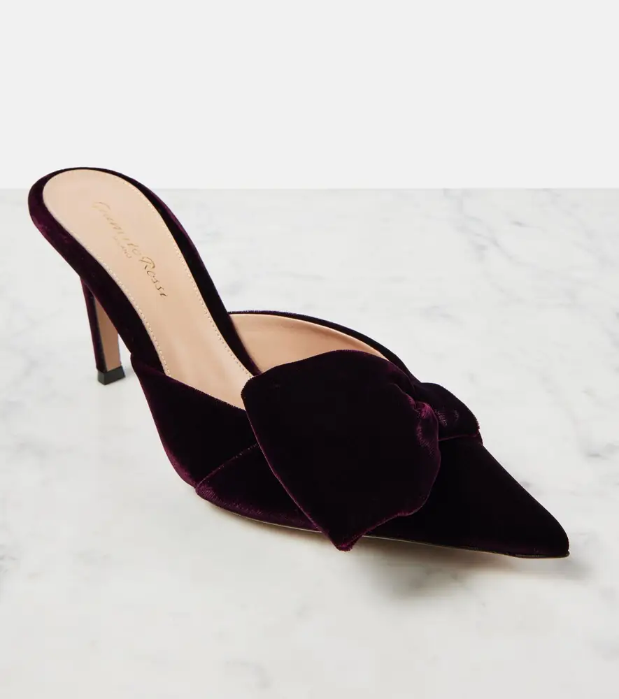 Gianvito Rossi 85 bow-detail velvet mules | Thumbnail 3