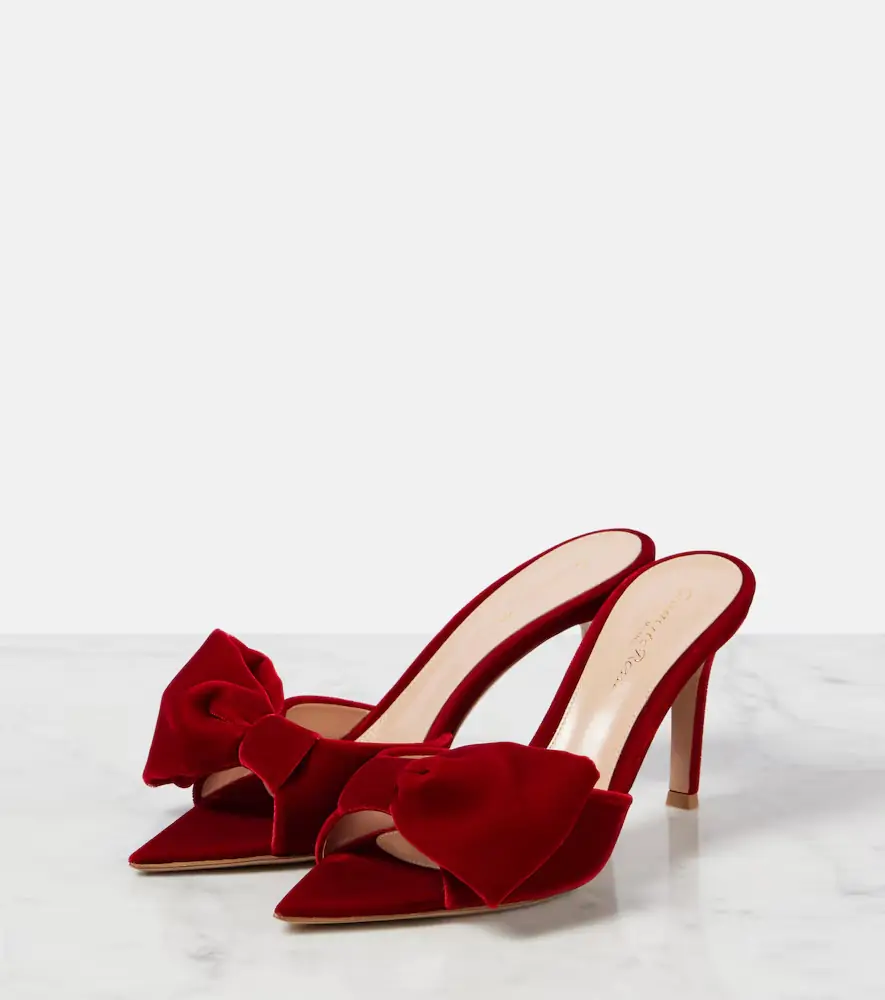 Gianvito Rossi 85 bow-detail velvet mules | Thumbnail 4