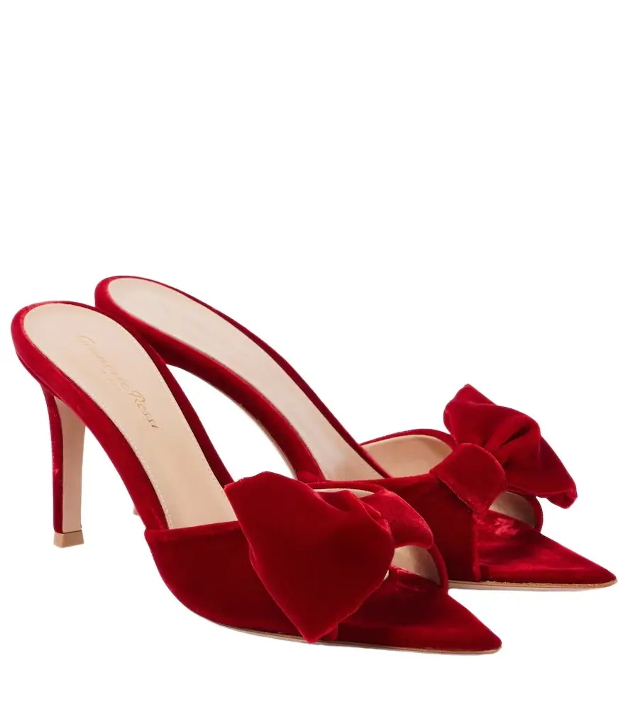 Gianvito Rossi 85 bow-detail velvet mules | Image 1 Gianvito Rossi 85 bow-detail velvet mules | Image 1