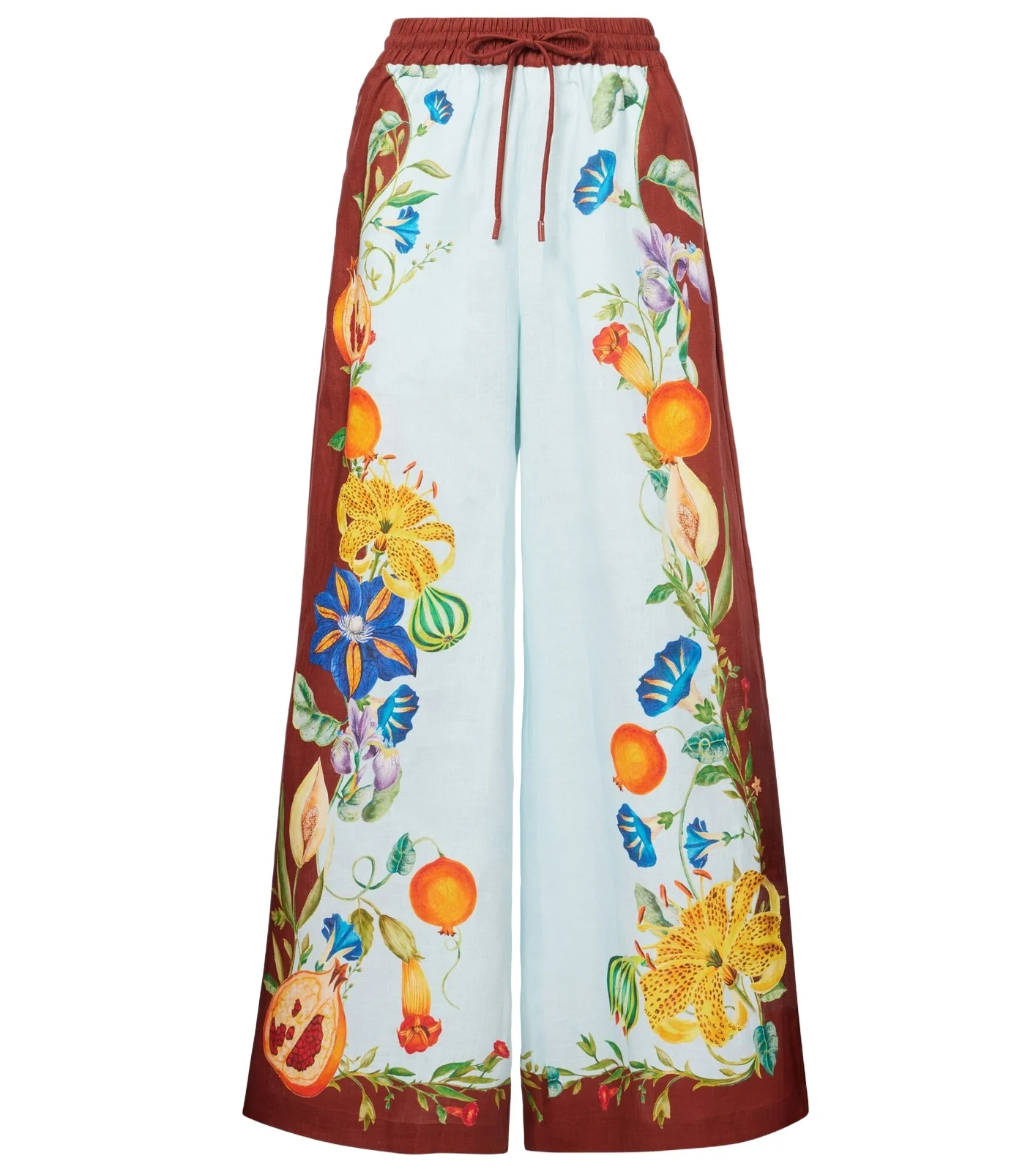 Alémais Dahlia floral linen wide-leg pants Alémais Dahlia floral linen wide-leg pants