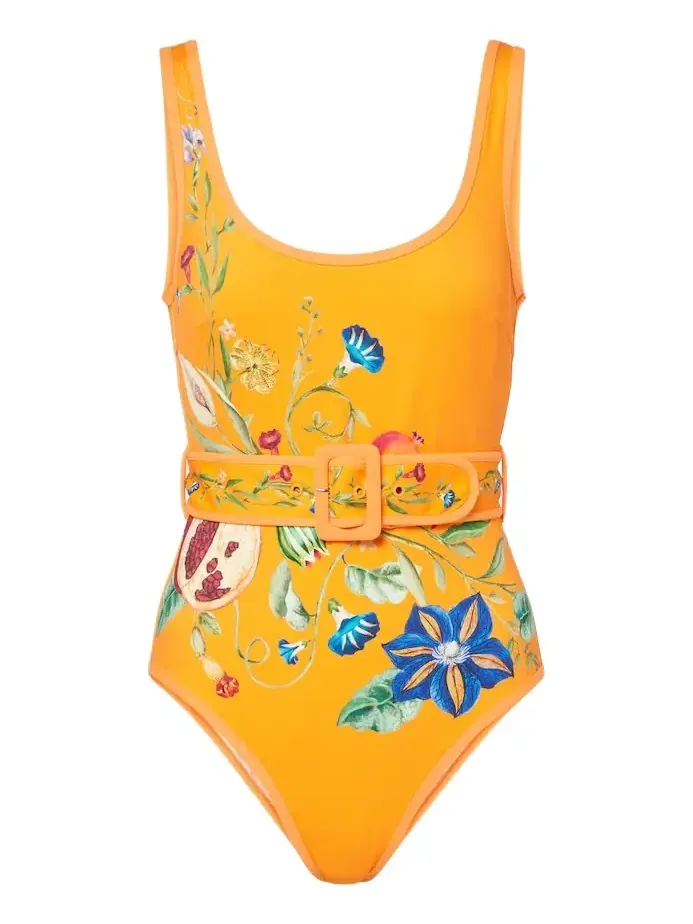 Alémais Flores printed belted swimsuit Alémais Flores printed belted swimsuit