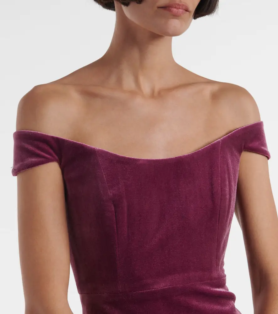 Alex Perry Off-shoulder velvet corset dress | Thumbnail 4