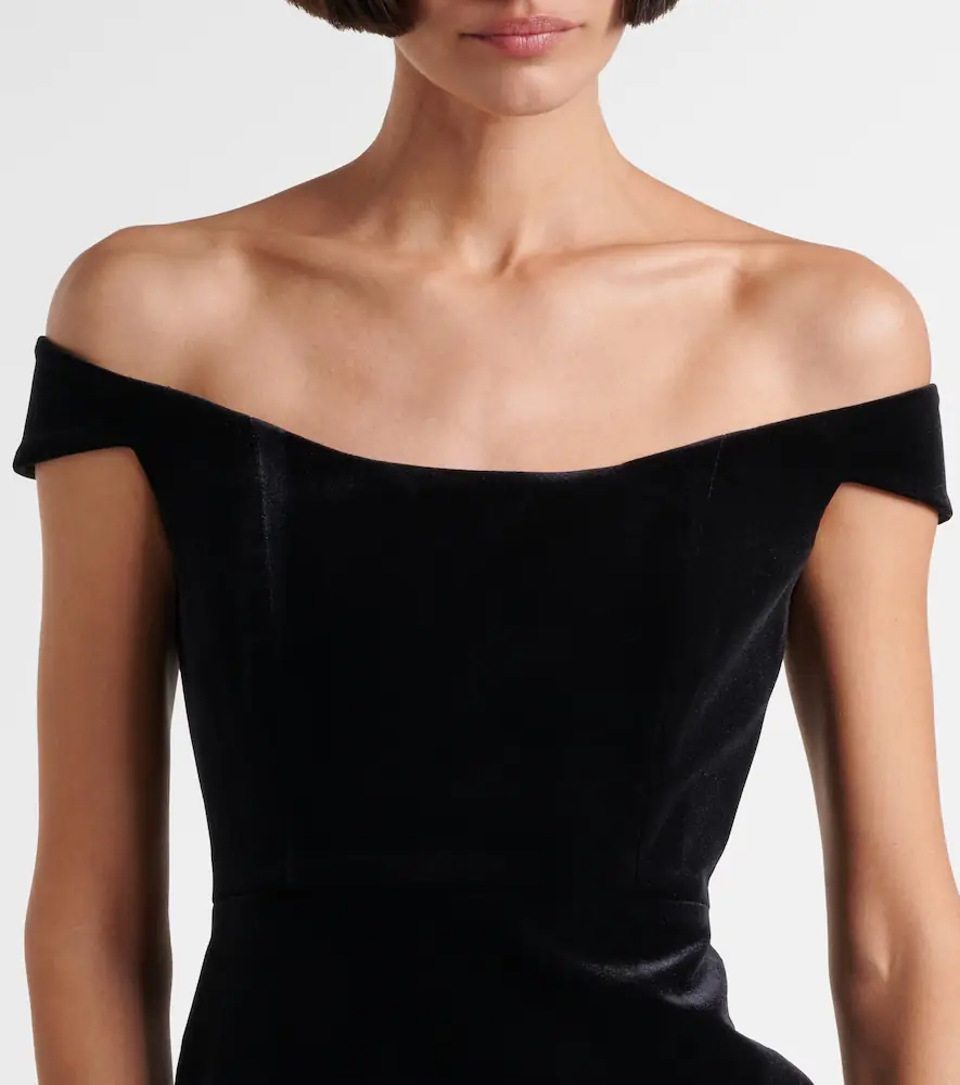 Alex Perry Off-shoulder velvet bustier dress | Thumbnail 2