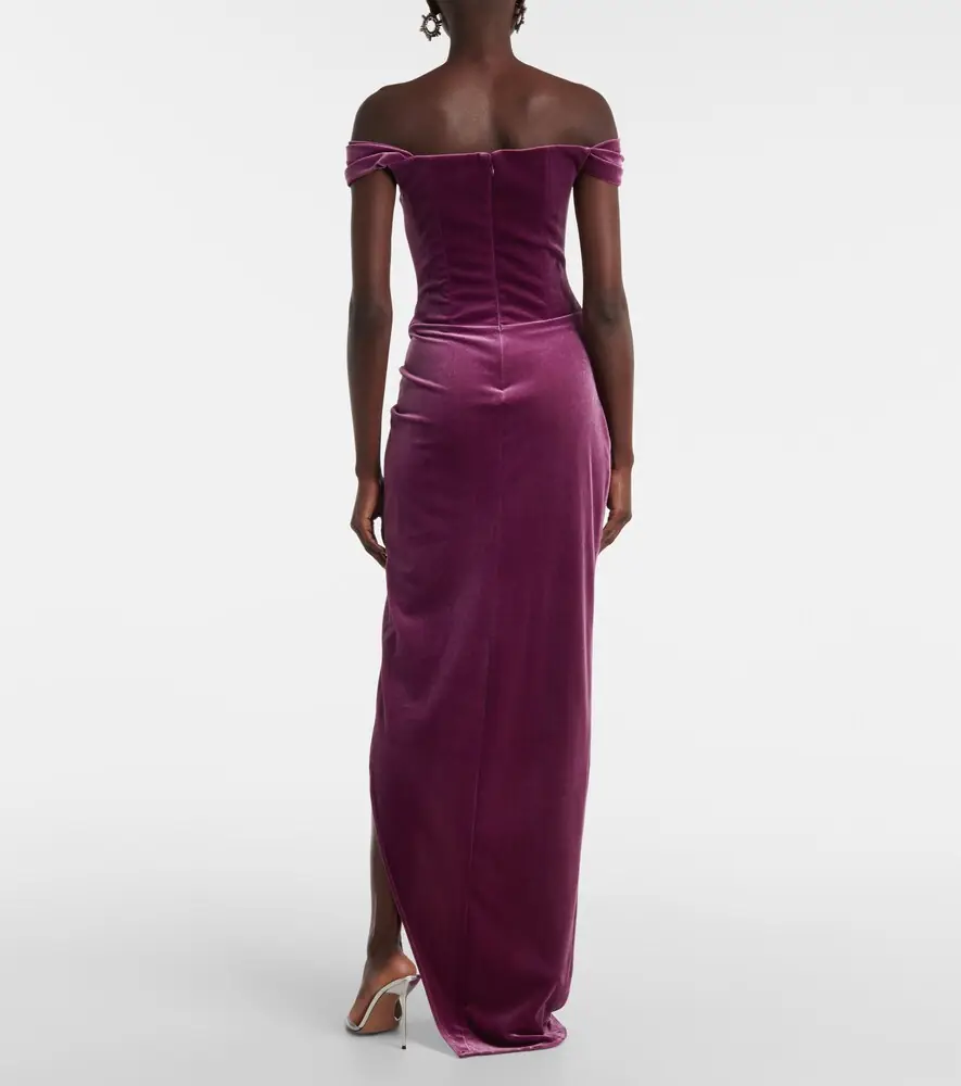Alex Perry Asymmetric velvet bustier gown | Thumbnail 2