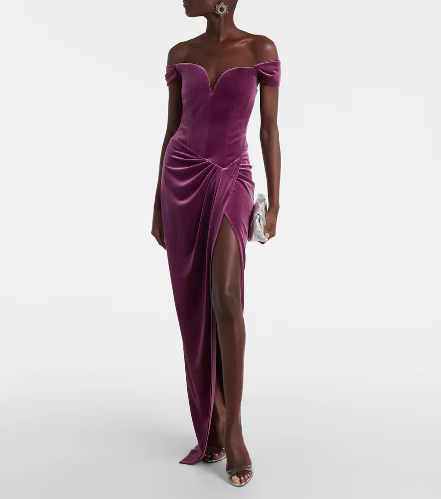 Alex Perry Asymmetric velvet bustier gown | Thumbnail 3