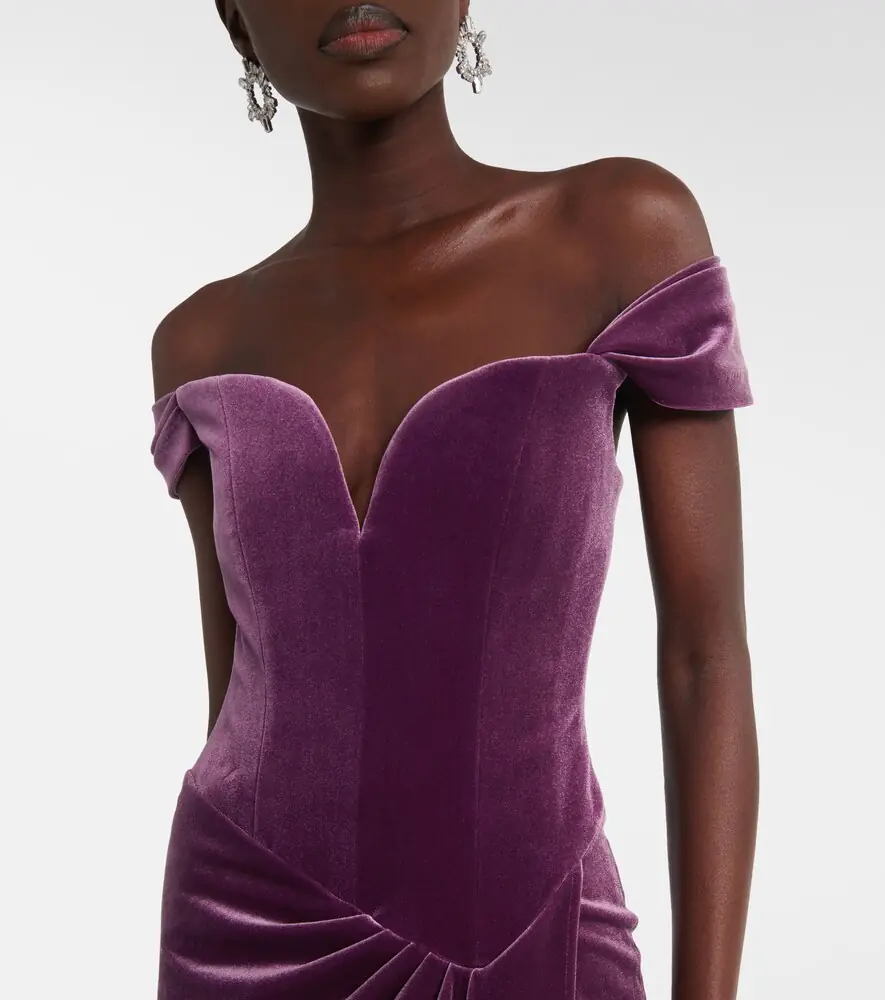Alex Perry Asymmetric velvet bustier gown | Thumbnail 5