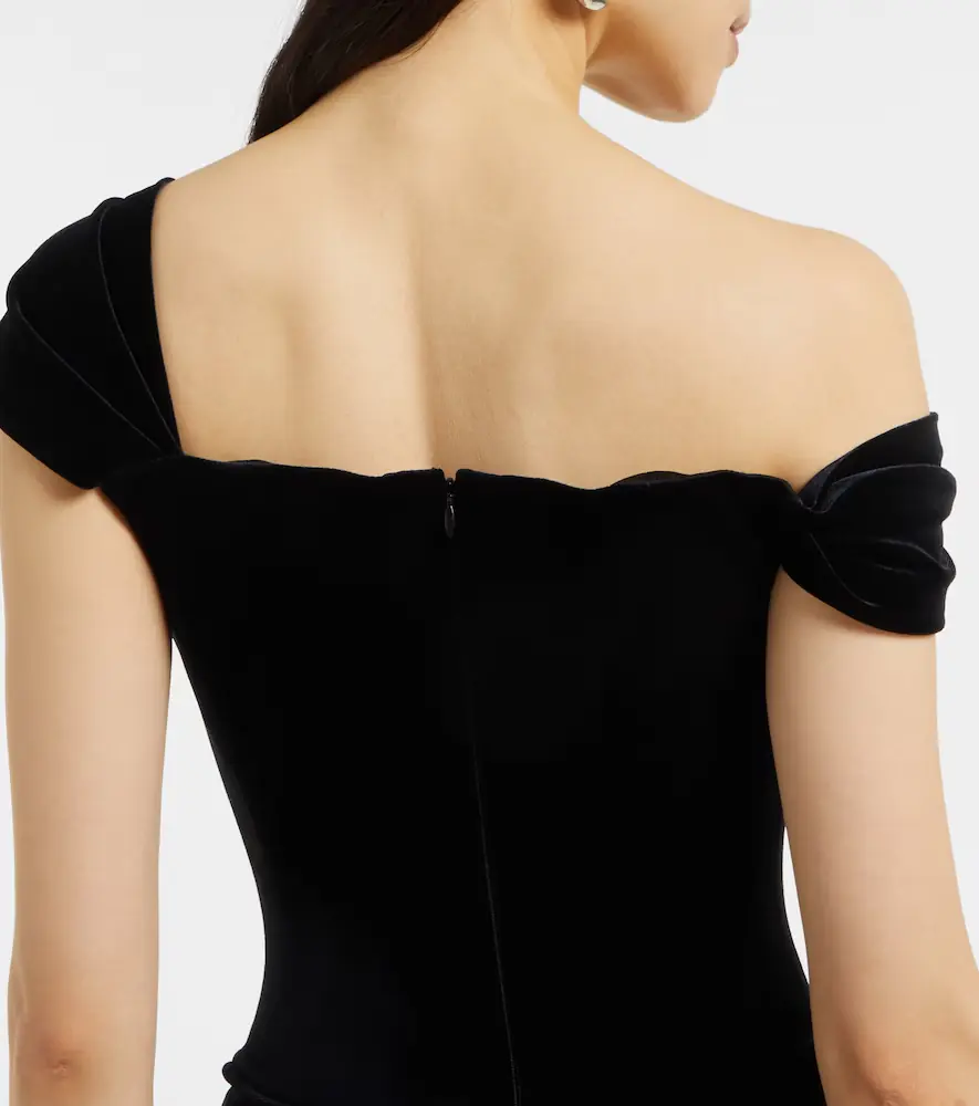 Alex Perry Asymmetric velvet bustier gown | Thumbnail 3