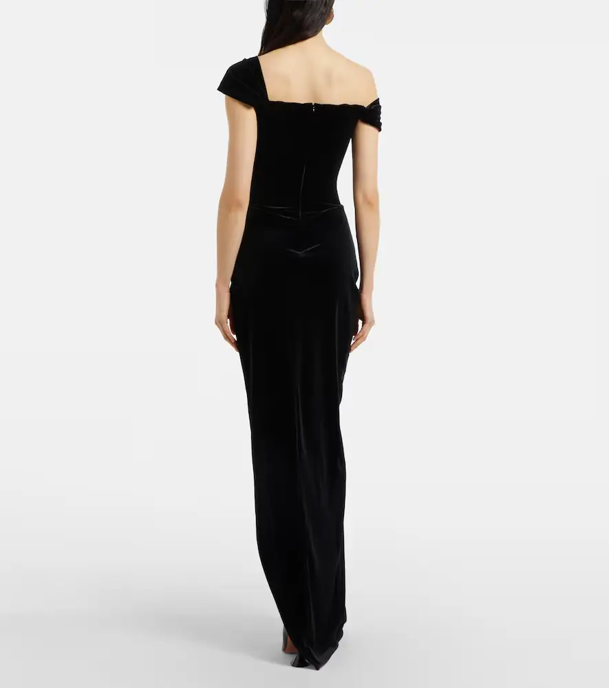 Alex Perry Asymmetric velvet bustier gown | Thumbnail 4