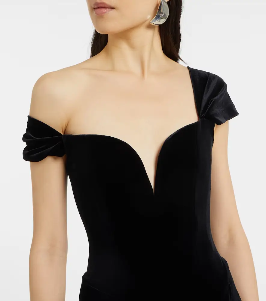 Alex Perry Asymmetric velvet bustier gown | Thumbnail 6