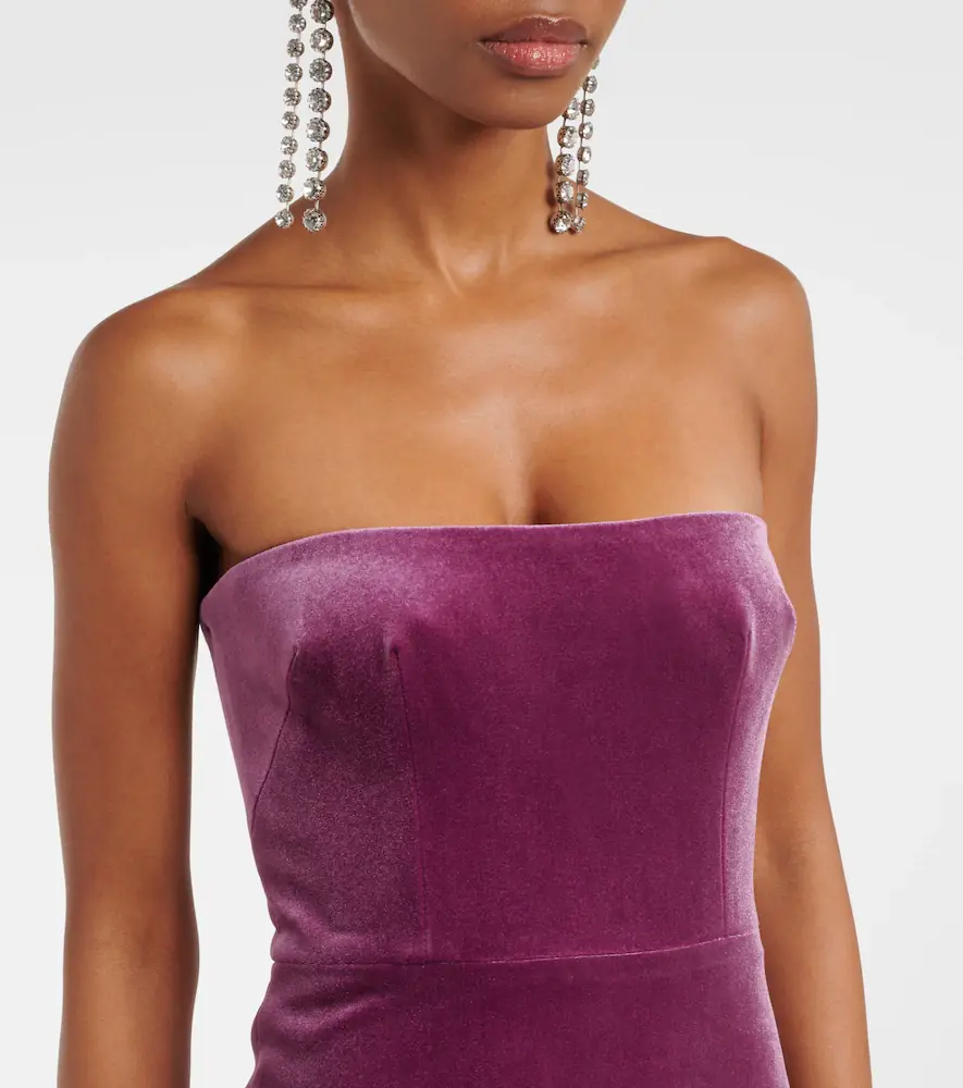Alex Perry Strapless velvet midi dress | Thumbnail 2