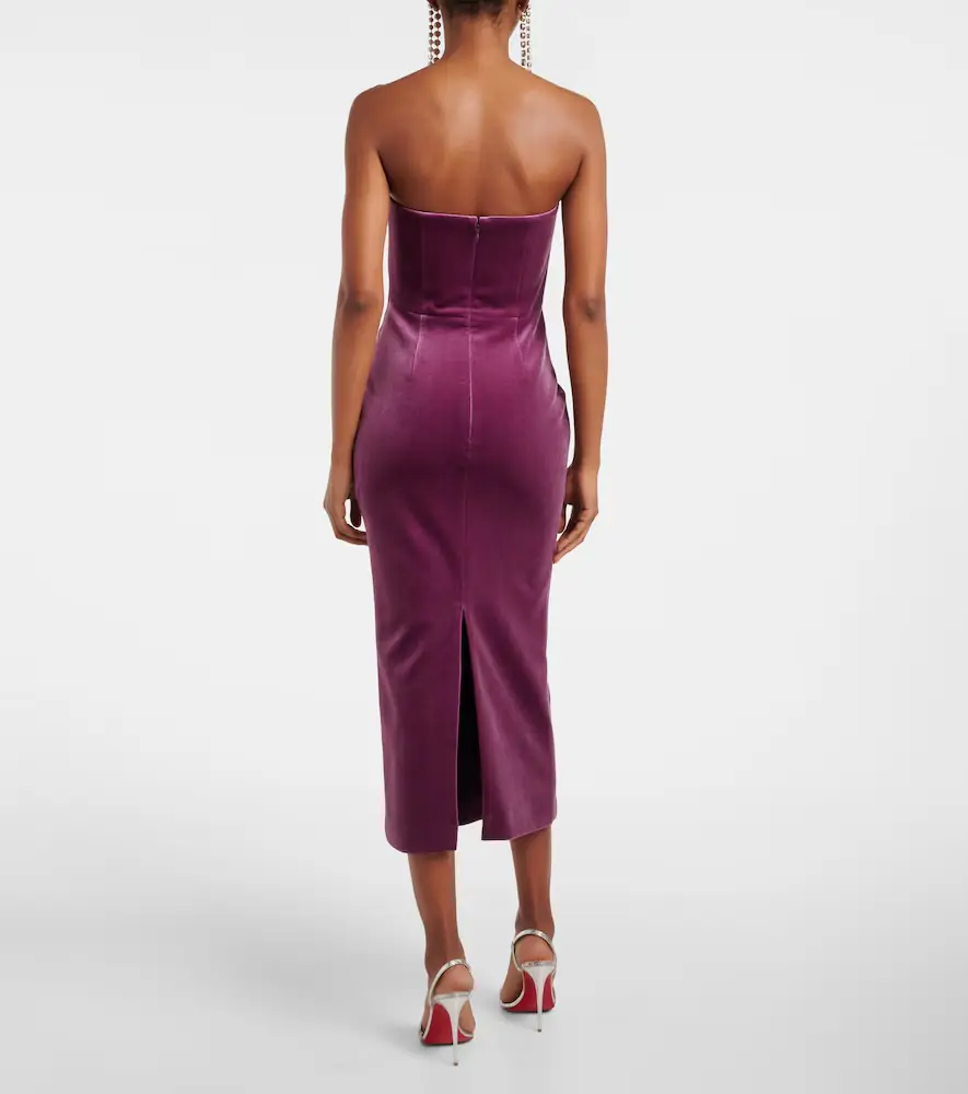 Alex Perry Strapless velvet midi dress | Thumbnail 4