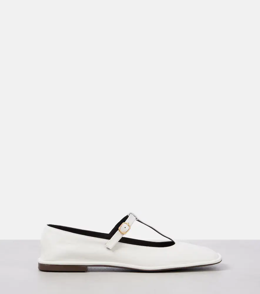 The Row Square T-Strap leather ballet flats | Thumbnail 3