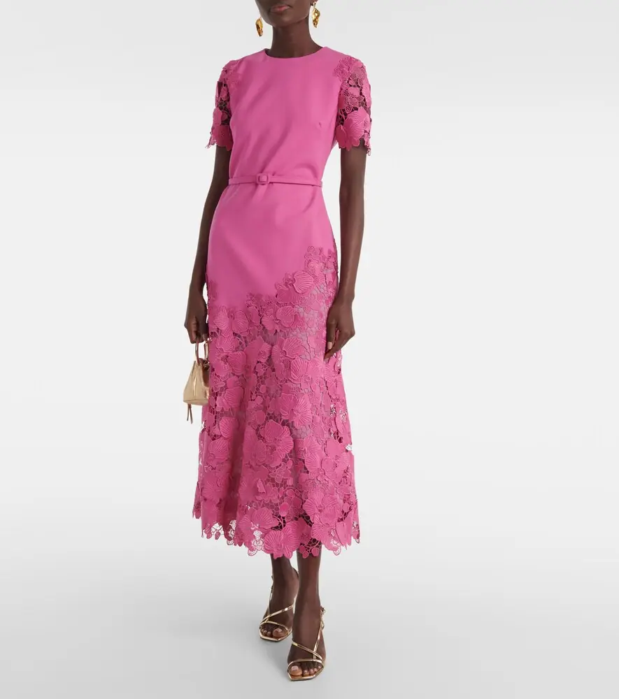 Oscar de la Renta Orchid guipure wool-blend midi dress | Thumbnail 4