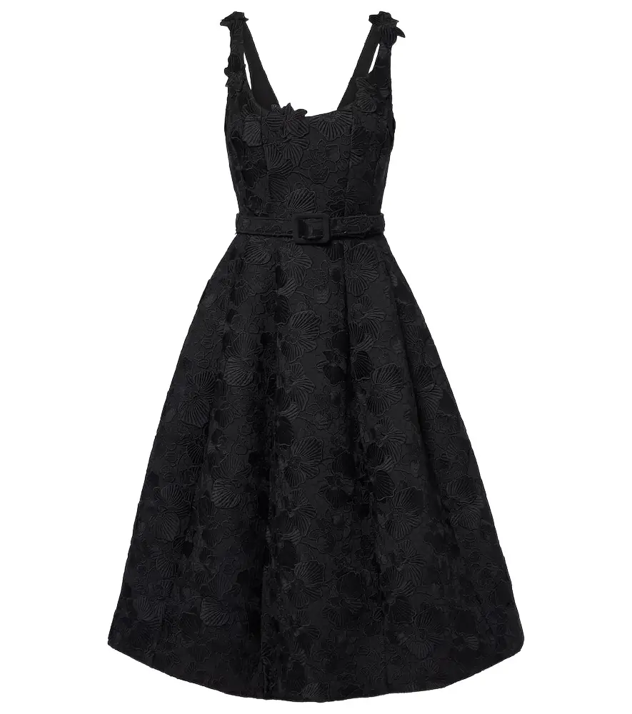 Oscar de la Renta Orchid embroidered guipure lace midi dress | Image 1 Oscar de la Renta Orchid embroidered guipure lace midi dress | Image 1