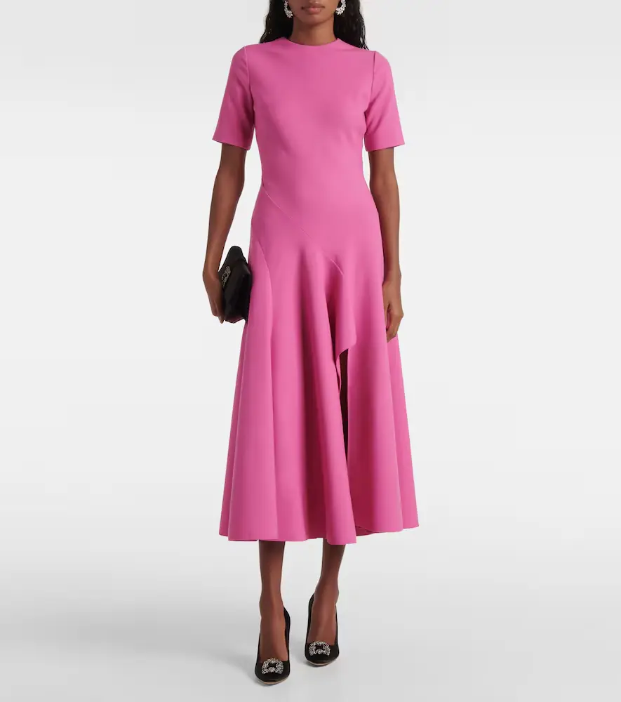Oscar de la Renta Draped wool-blend midi dress | Thumbnail 5 Oscar de la Renta Draped wool-blend midi dress | Thumbnail 5