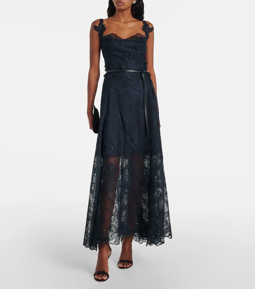 Oscar de la Renta Floral lace midi dress | Thumbnail 2 Oscar de la Renta Floral lace midi dress | Thumbnail 2