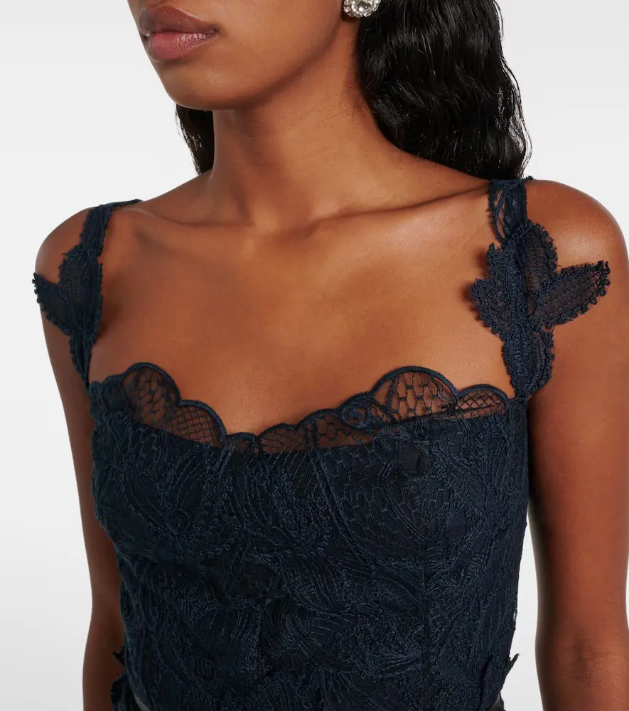 Oscar de la Renta Floral lace midi dress | Thumbnail 3 Oscar de la Renta Floral lace midi dress | Thumbnail 3