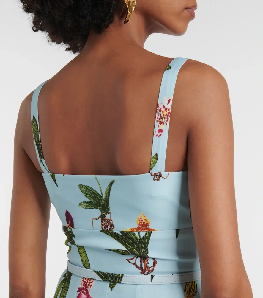 Oscar de la Renta Floral belted cady midi dress | Thumbnail 3 Oscar de la Renta Floral belted cady midi dress | Thumbnail 3