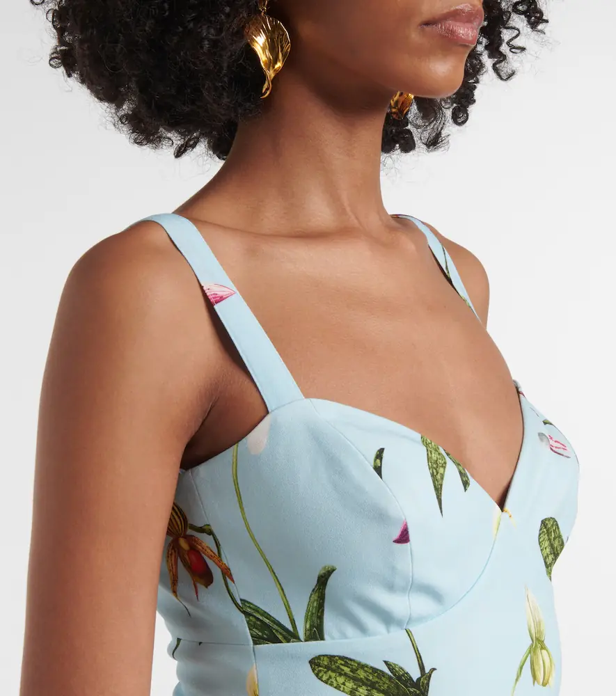 Oscar de la Renta Floral belted cady midi dress | Thumbnail 6 Oscar de la Renta Floral belted cady midi dress | Thumbnail 6