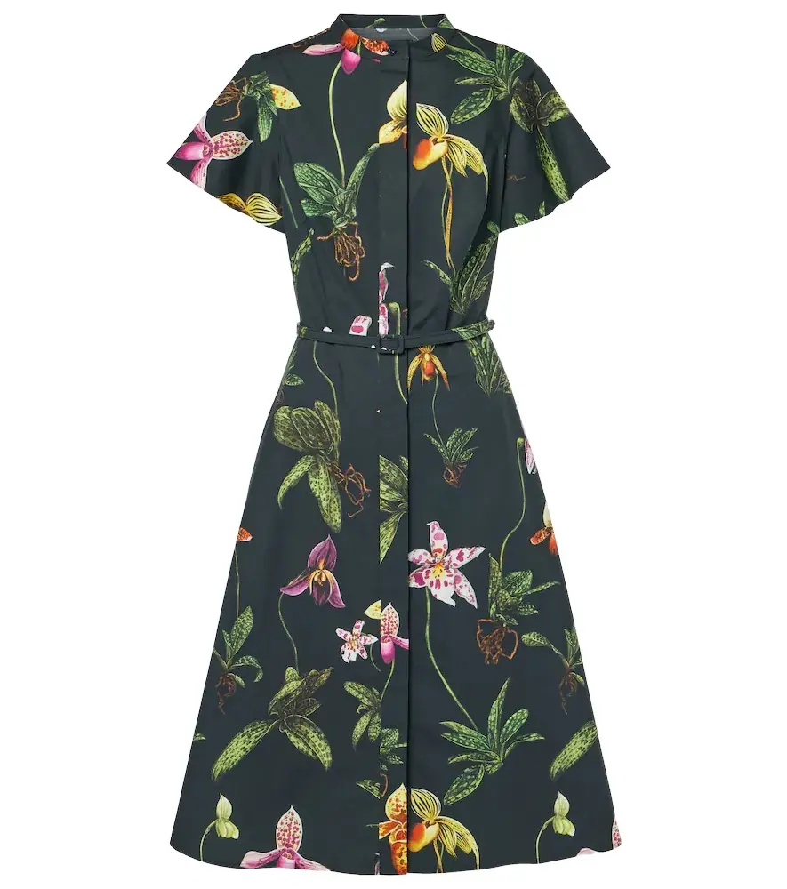 Oscar de la Renta Floral cotton-blend midi dress | Image 1 Oscar de la Renta Floral cotton-blend midi dress | Image 1