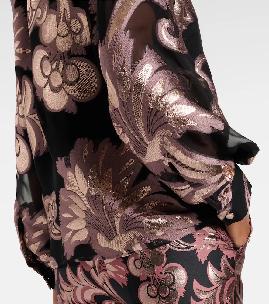 Etro Semi-sheer tie-neck lamé blouse | Thumbnail 4 Etro Semi-sheer tie-neck lamé blouse | Thumbnail 4