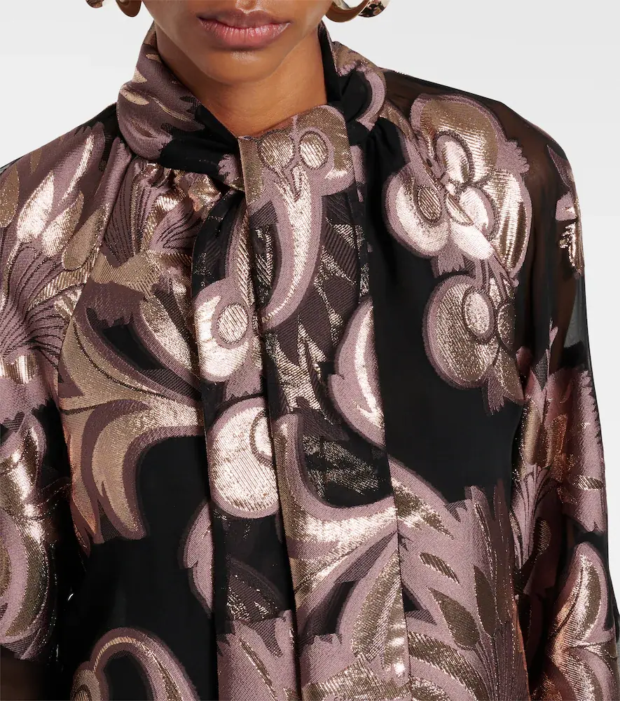 Etro Semi-sheer tie-neck lamé blouse | Thumbnail 5 Etro Semi-sheer tie-neck lamé blouse | Thumbnail 5