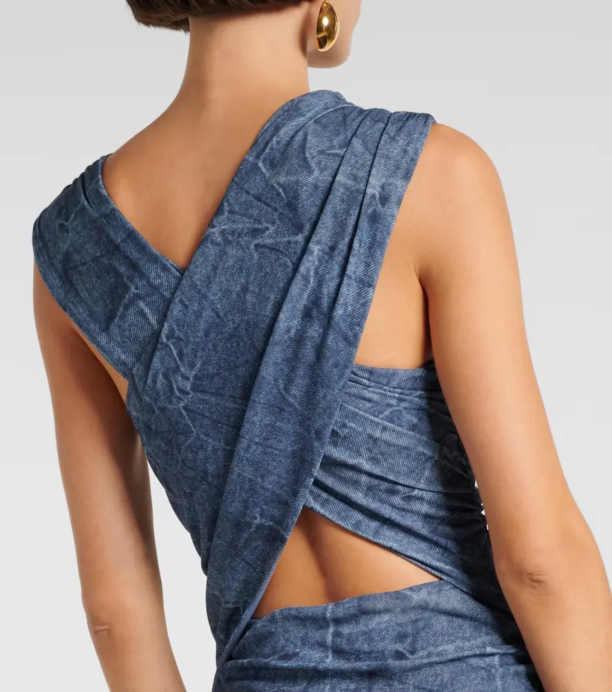 Ganni Printed ruched mesh maxi dress | Thumbnail 4