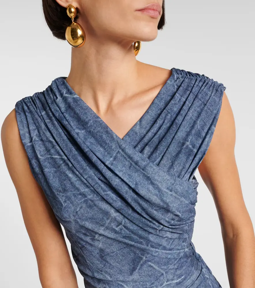 Ganni Printed ruched mesh maxi dress | Thumbnail 5